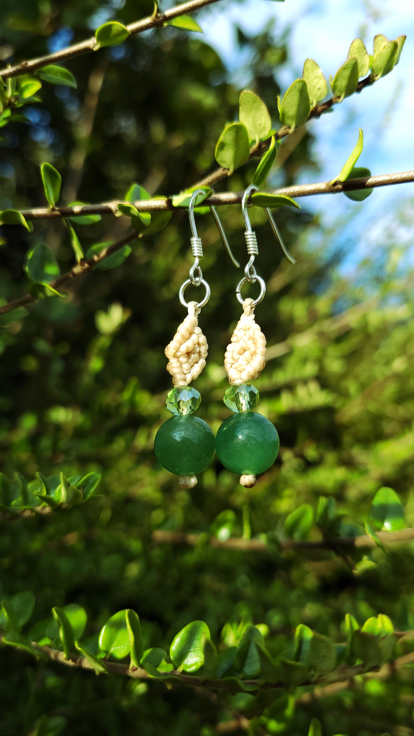 Boucles d'oreilles macramé beige/paille - Aventurine