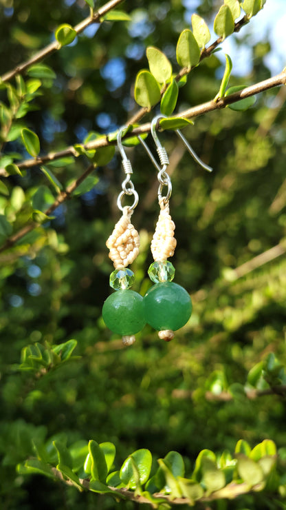 Boucles d'oreilles macramé beige/paille - Aventurine